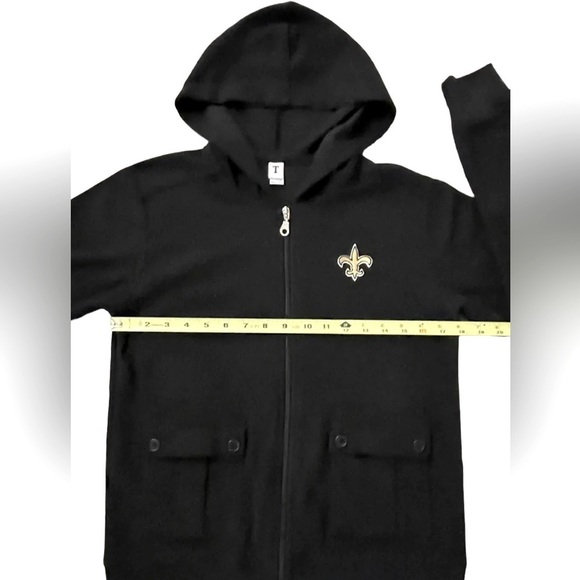 New Orleans Saints Jacket Hoodie Womens Small Youth XL Black NFL Front Zip Hood - Picture 5 of 8